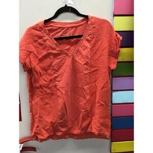 Anybody slub jersey and gauze mixed short sleeve top spiced coral XSmall new